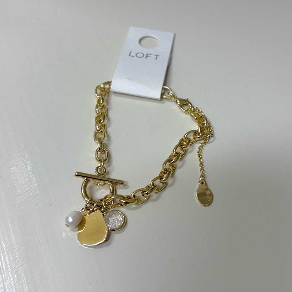 NWT LOFT Gold Chain Bracelet with Charms